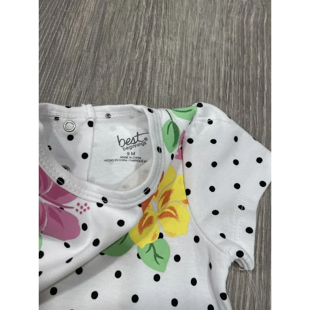 New Best Beginnings Baby Girl Dress 9 Month Floral Yellow Tutu J13